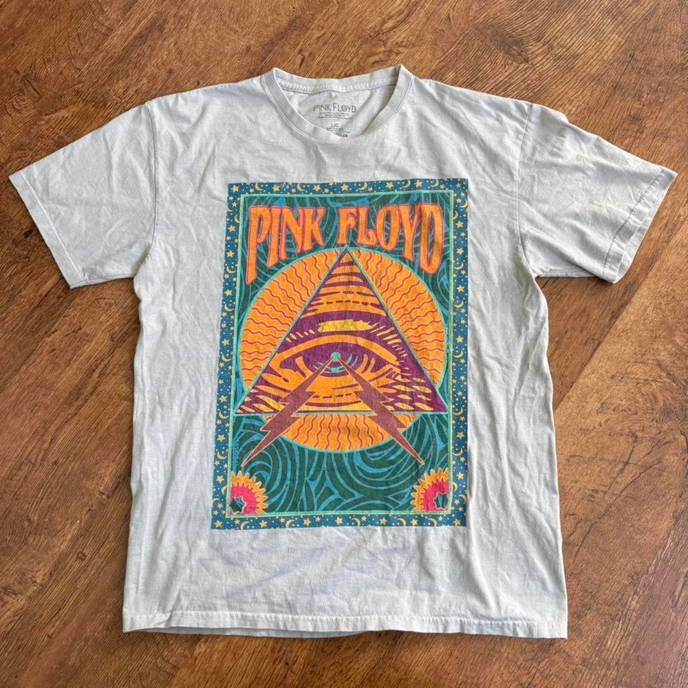 Pink Floyd Graphic T-Shirt Mens Large Gray Psychedelic Pyramid Band Tee 2014